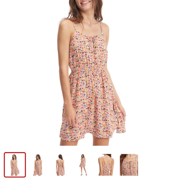 Roxy Everything Is Fine Dress Pastel Rose Floral Mini Dress Size Large - Picture 12 of 13